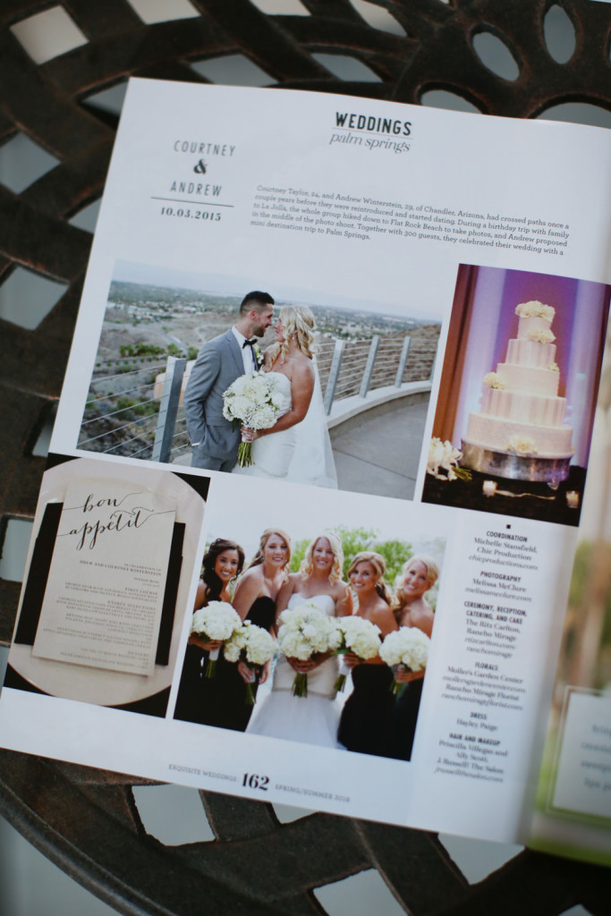 ritz carlton palm springs wedding published in exquisite weddings magazine